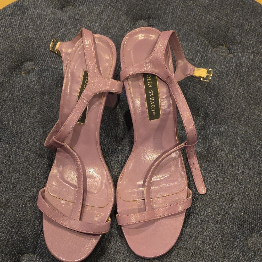 Colin Stuart Lavender Strappy Block Heel Sandals